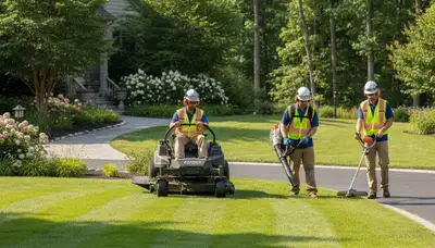 Denver, CO tree service crew providing professional tree removal and yard care for healthy, well-kept properties