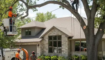 Tree service team in Denver, CO providing professional tree removal and trimming for local properties