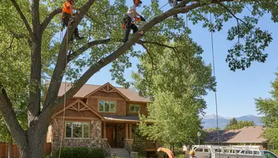 Denver, CO tree service crew providing professional tree removal and pruning for local properties