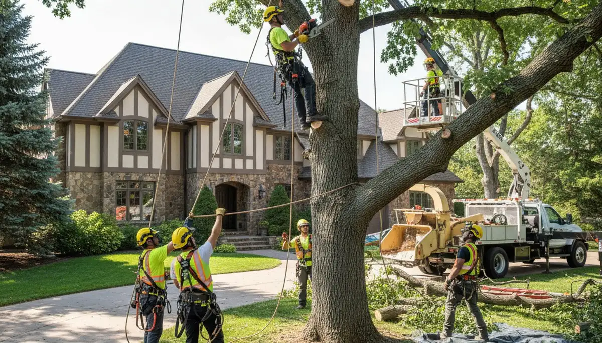 Tree service crew in Denver, CO providing professional tree removal for a local property
