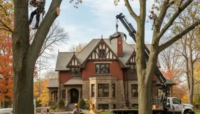 Tree service crew in Denver, CO providing professional tree removal and trimming for local homeowners