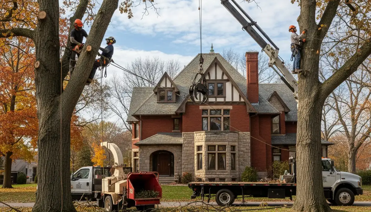 Denver, CO tree service crew removing a tree for residential property maintenance