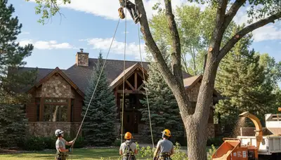 Denver, CO tree service team removing a tree for residential property care