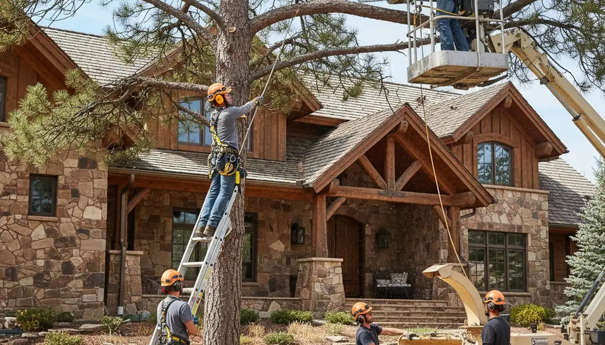 Tree service crew in Denver, CO performing professional tree removal and cleanup
