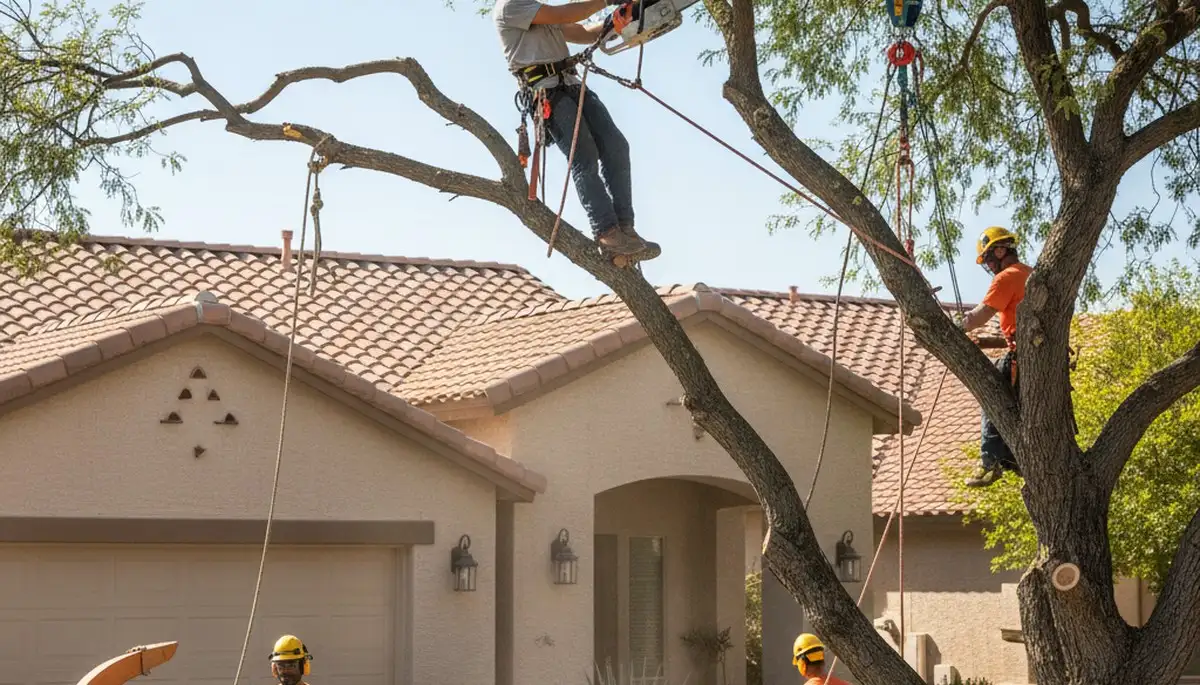 Denver tree service crew removing a tree for safe, professional tree removal in CO