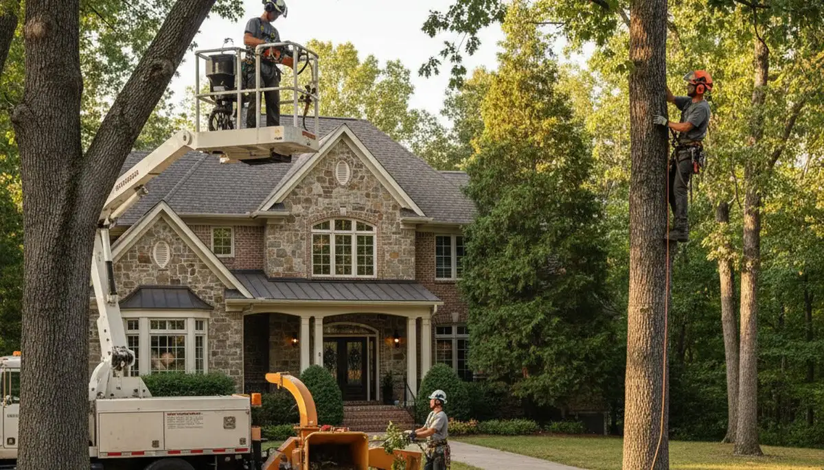 Tree service crew in Denver, CO providing professional tree removal for a local property