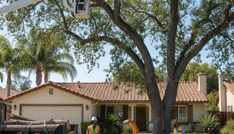 Tree service crew in Denver, CO handling professional tree removal for a local property